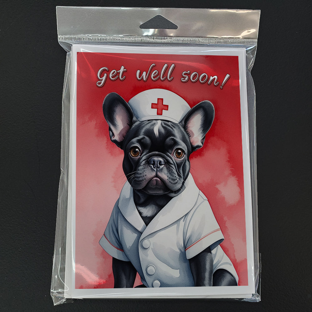 Black French Bulldog Get Well Soon Greeting Cards Pack of 8