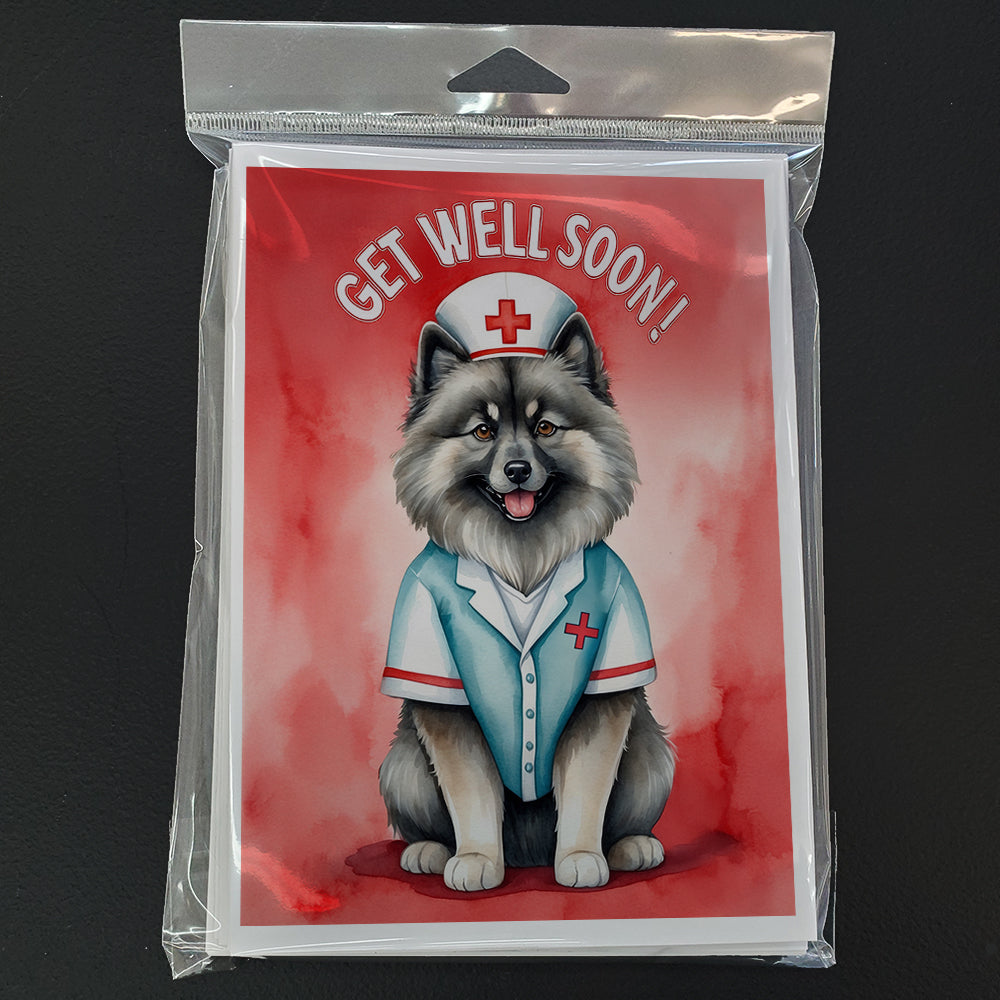 Keeshond Get Well Soon Greeting Cards Pack of 8