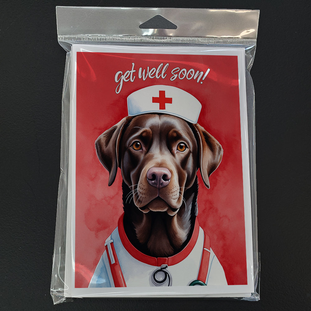 Chocolate Labrador Retriever Get Well Soon Greeting Cards Pack of 8