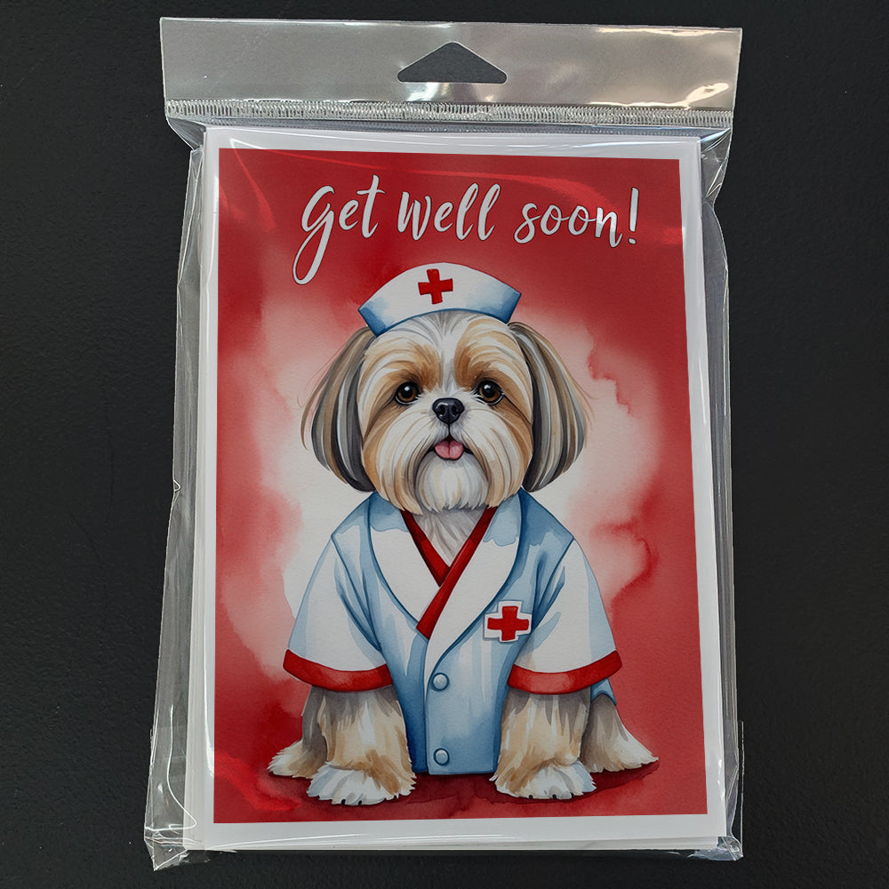 Lhasa Apso Get Well Soon Greeting Cards Pack of 8