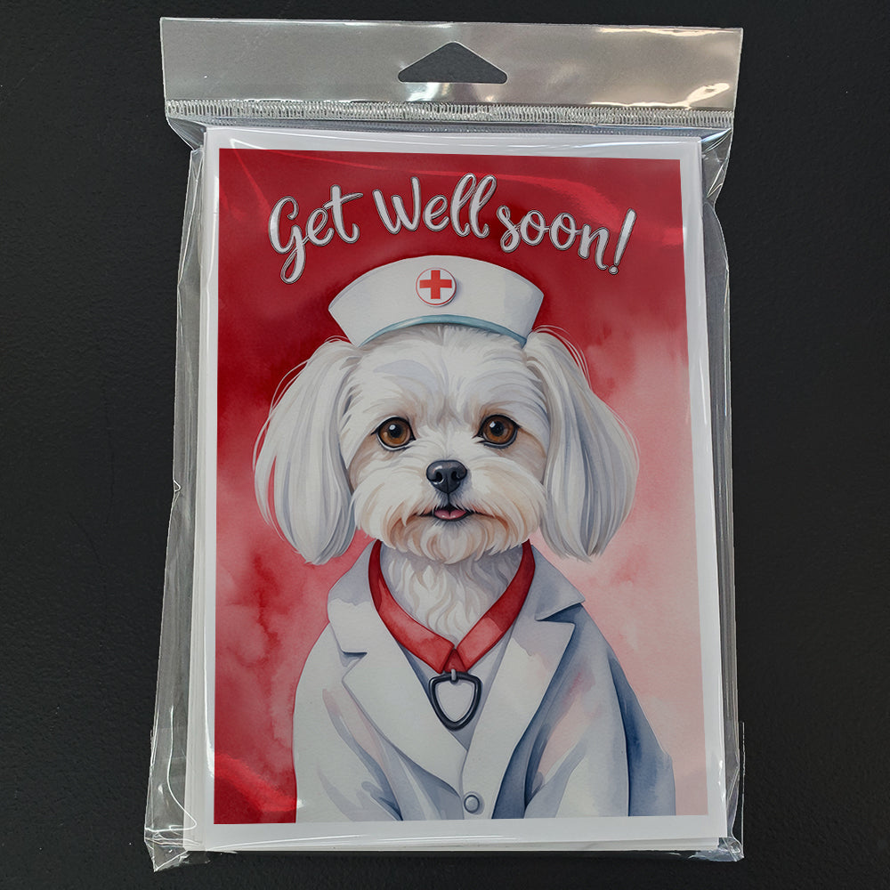 Maltese Get Well Soon Greeting Cards Pack of 8