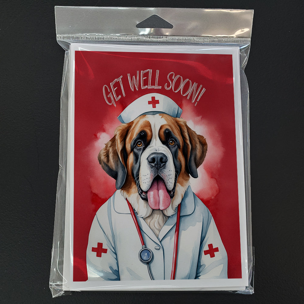 Saint Bernard Get Well Soon Greeting Cards Pack of 8