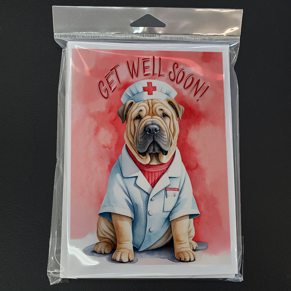 Shar Pei Get Well Soon Greeting Cards Pack of 8
