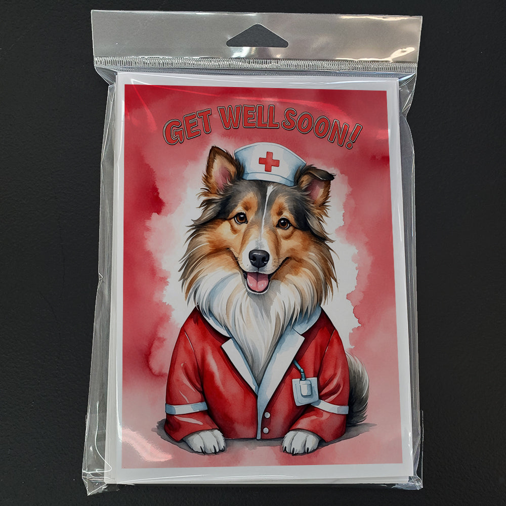 Sheltie Get Well Soon Greeting Cards Pack of 8