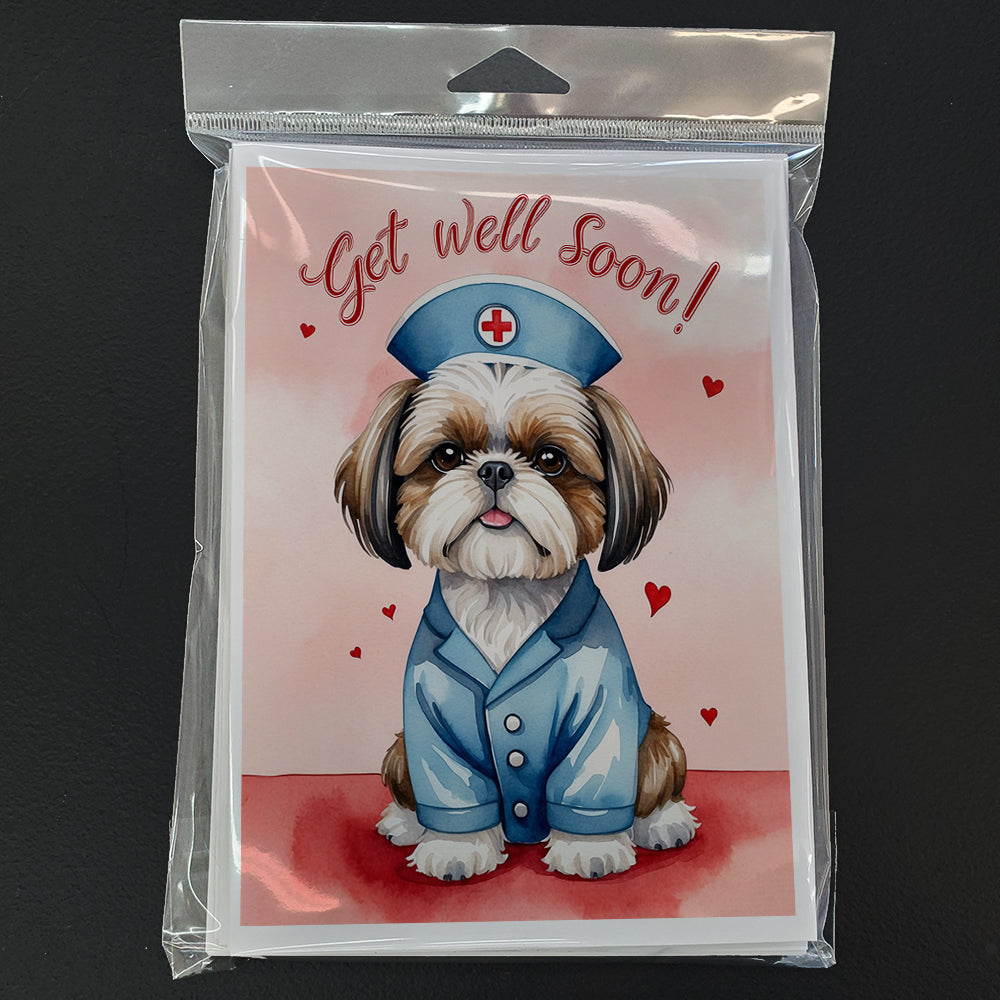 Shih Tzu Get Well Soon Greeting Cards Pack of 8