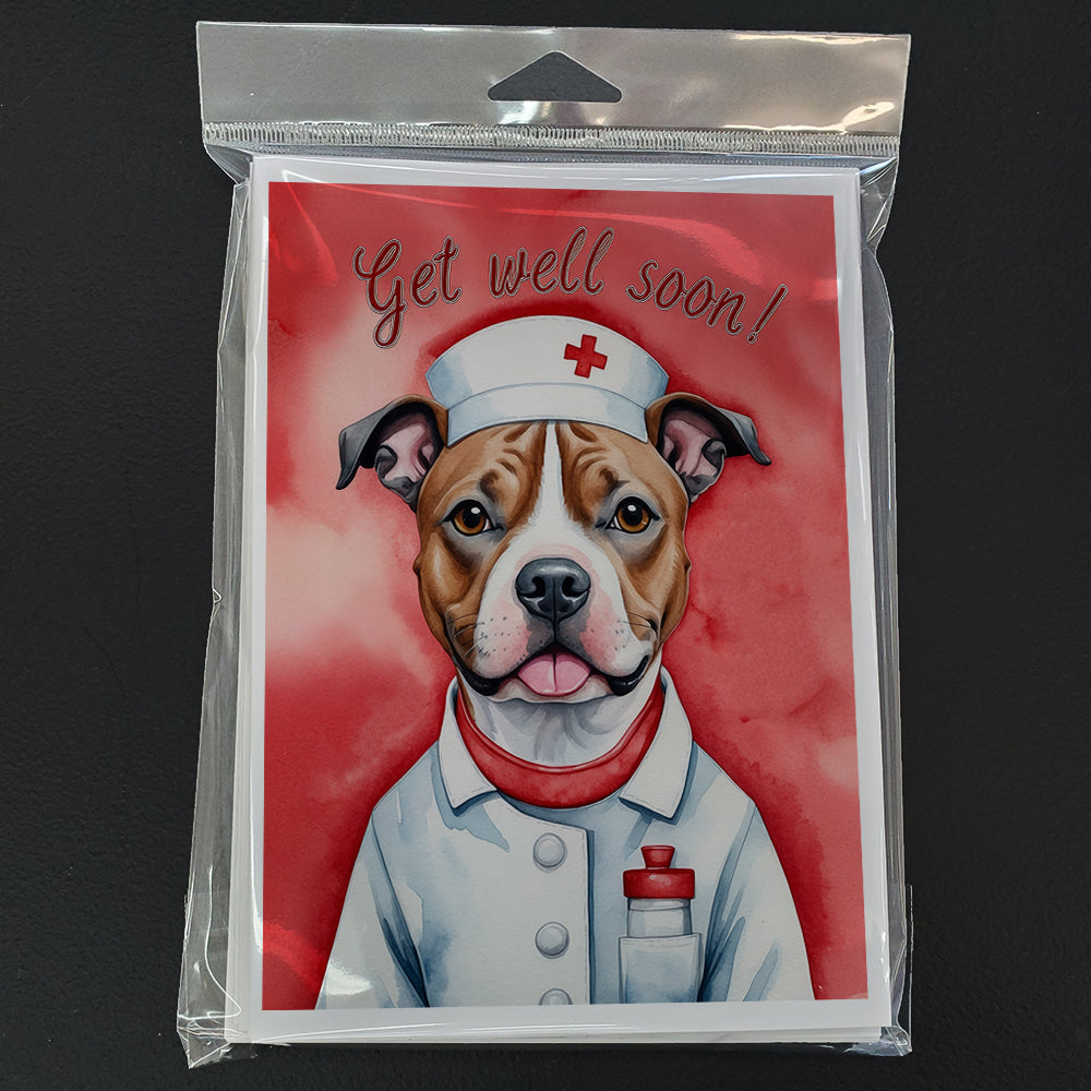 Staffordshire Bull Terrier Get Well Soon Greeting Cards Pack of 8