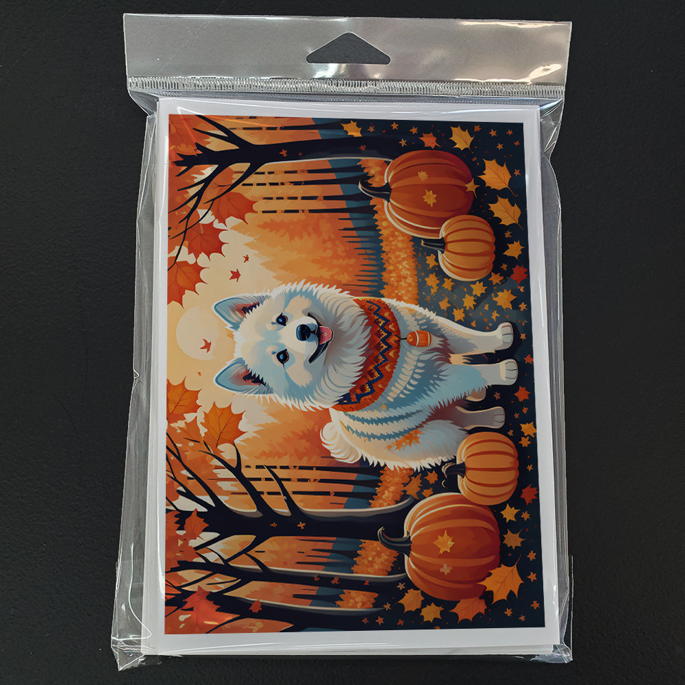 American Eskimo Fall Greeting Cards and Envelopes Pack of 8