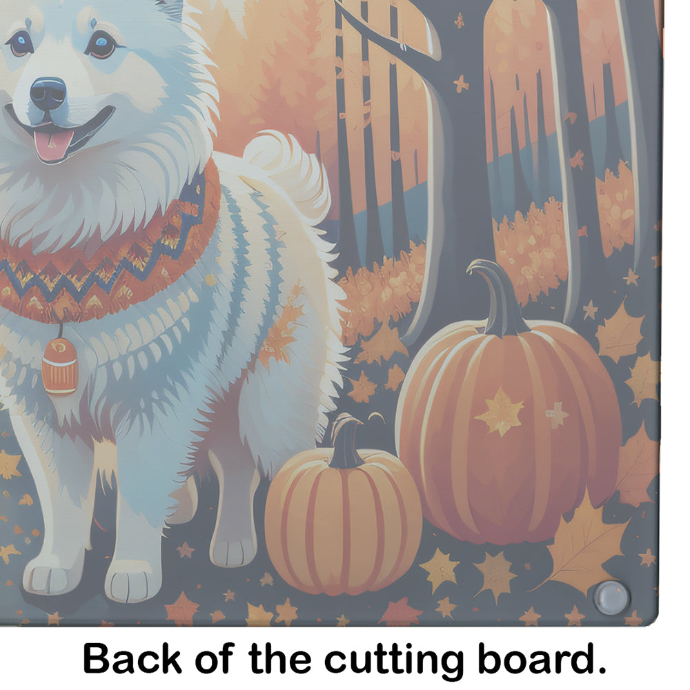 American Eskimo Fall Glass Cutting Board