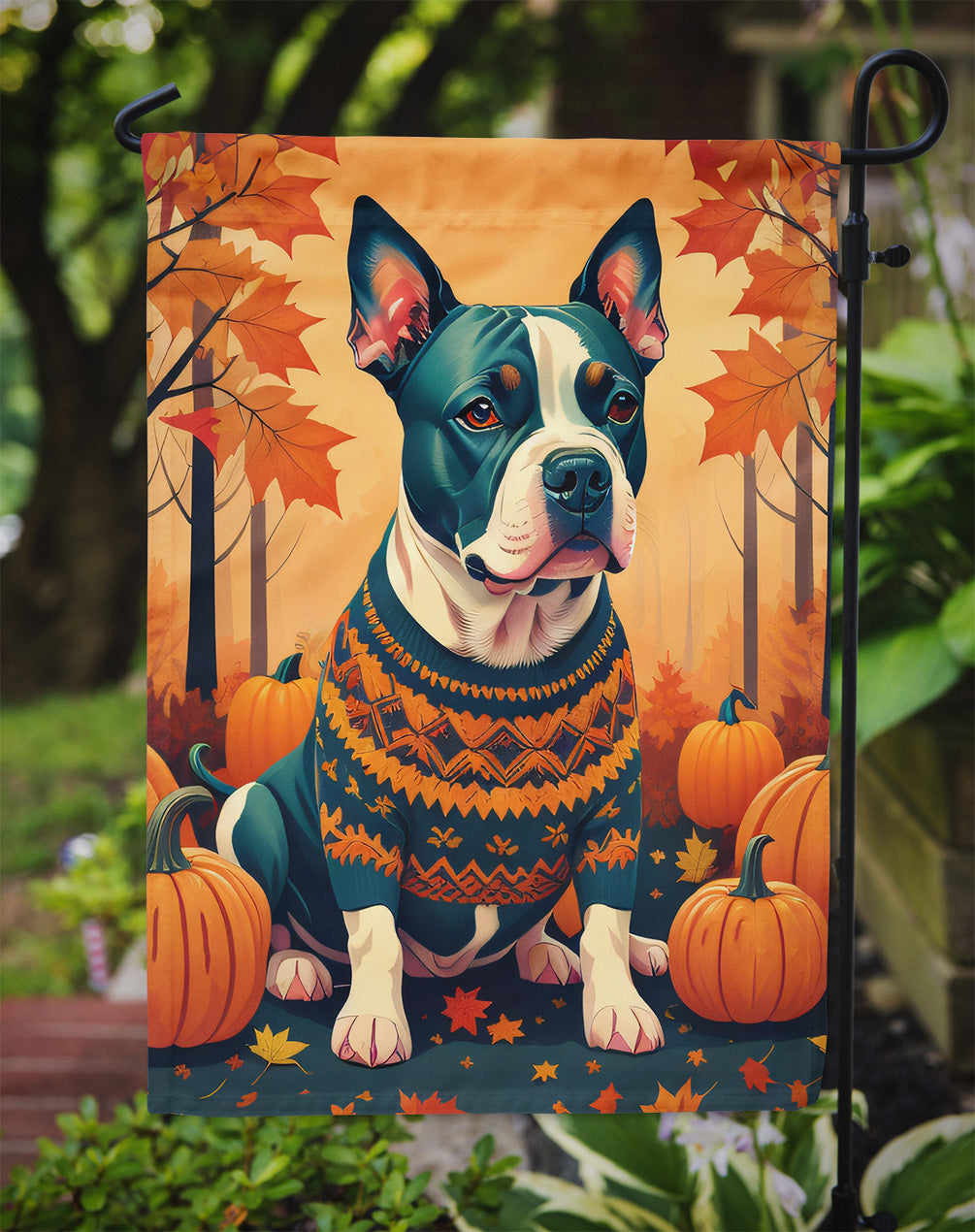 Pit Bull Terrier Fall Garden Flag