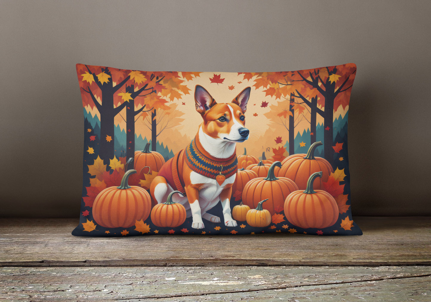 Red Basenji Fall Throw Pillow