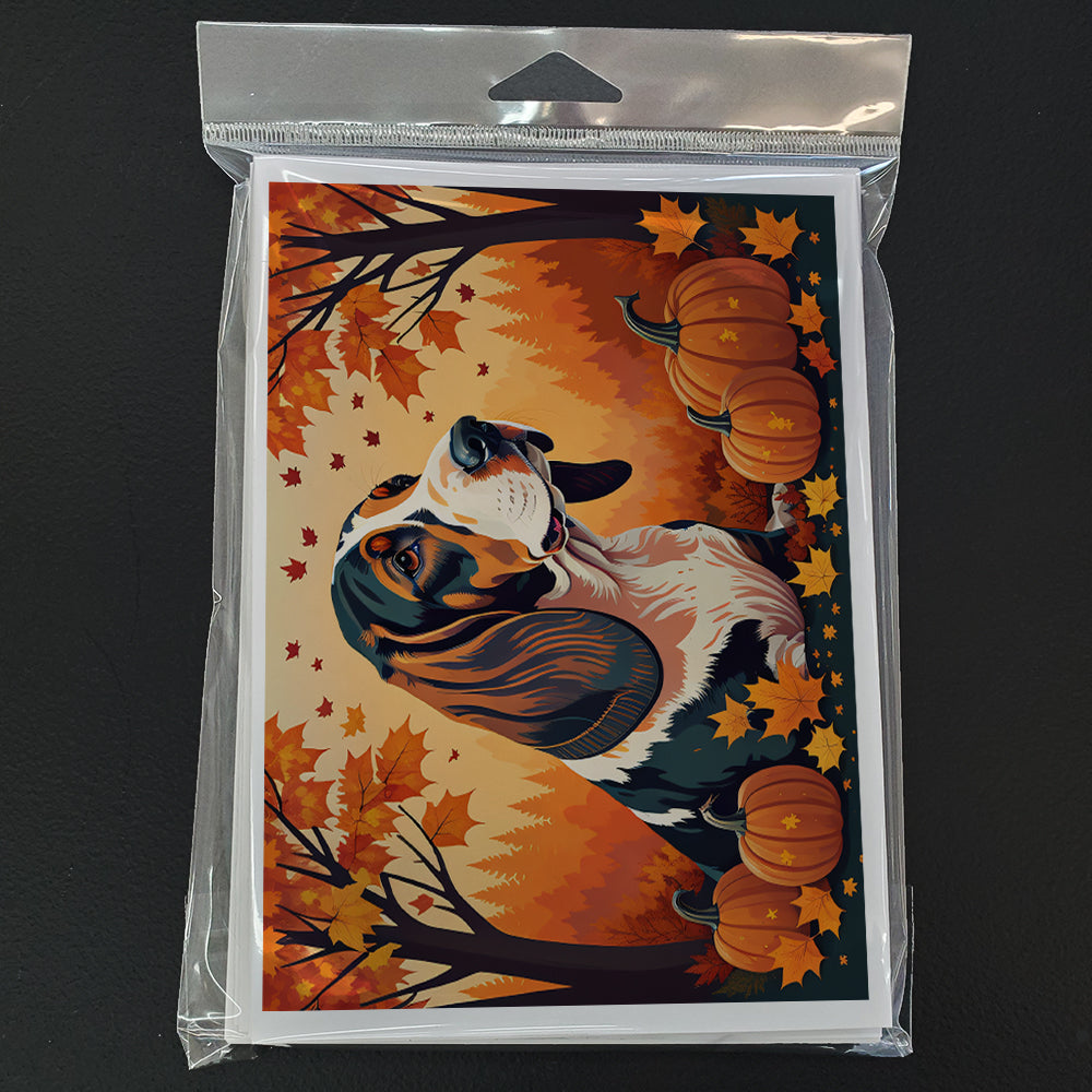 Basset Hound Fall Greeting Cards and Envelopes Pack of 8