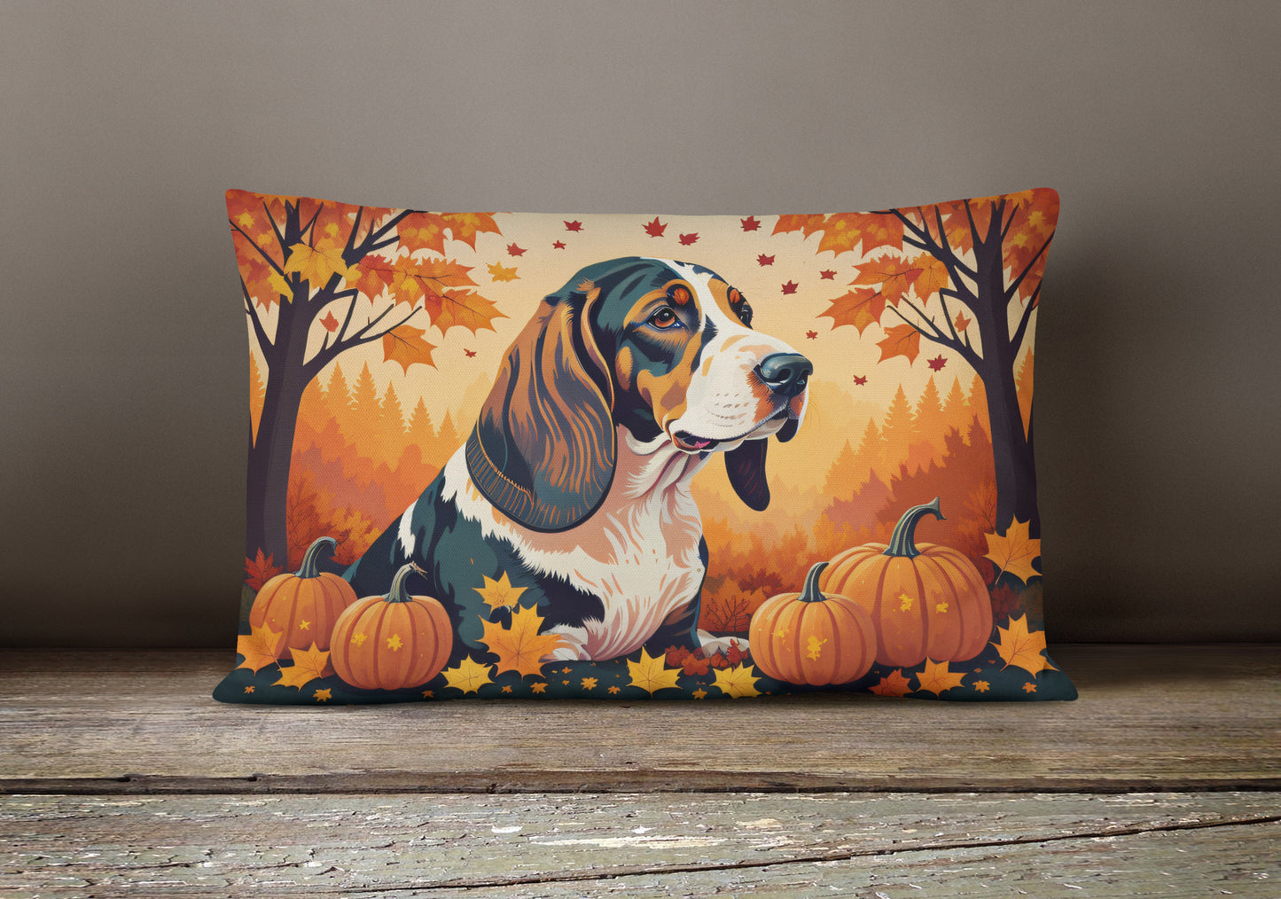 Basset Hound Fall Throw Pillow