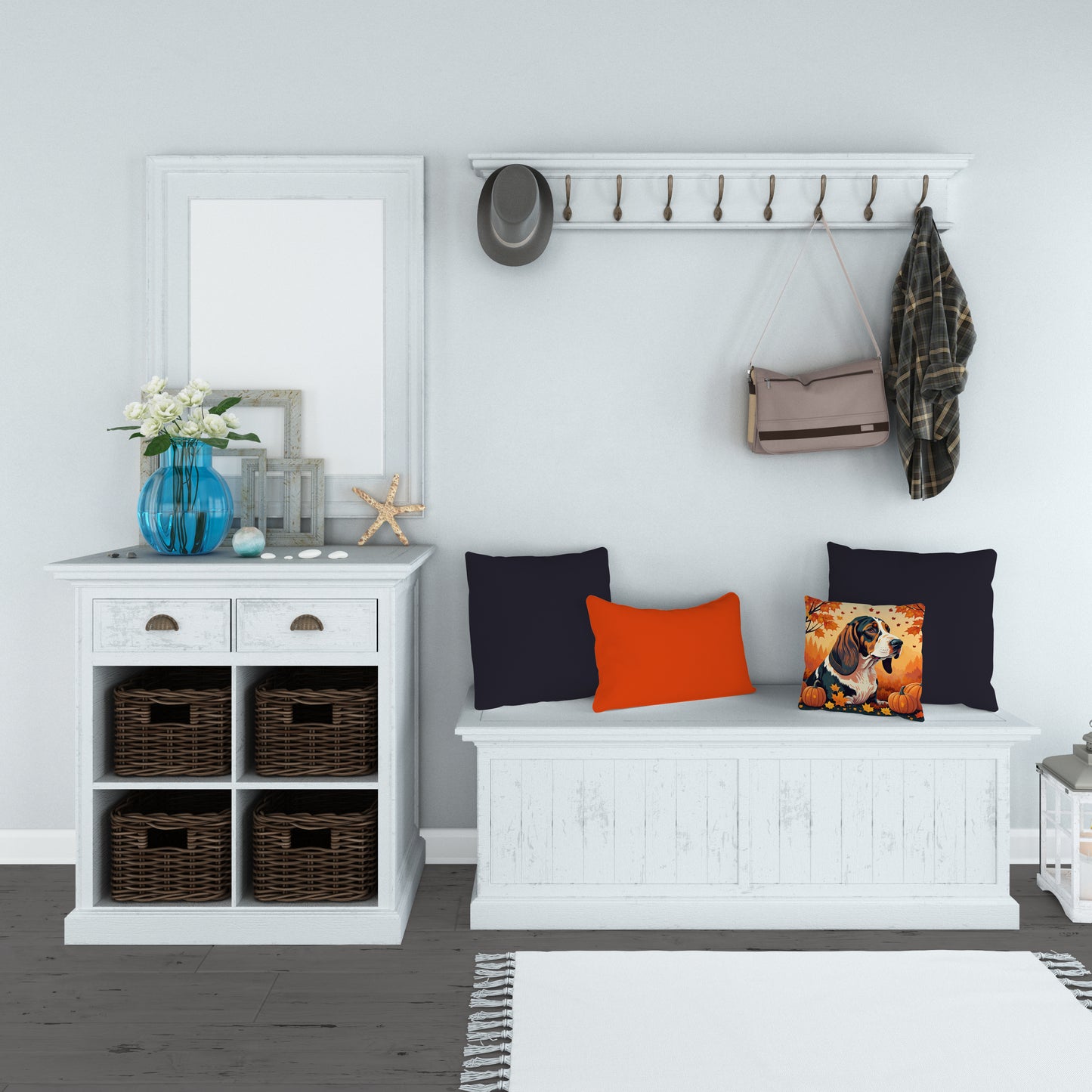 Basset Hound Fall Throw Pillow