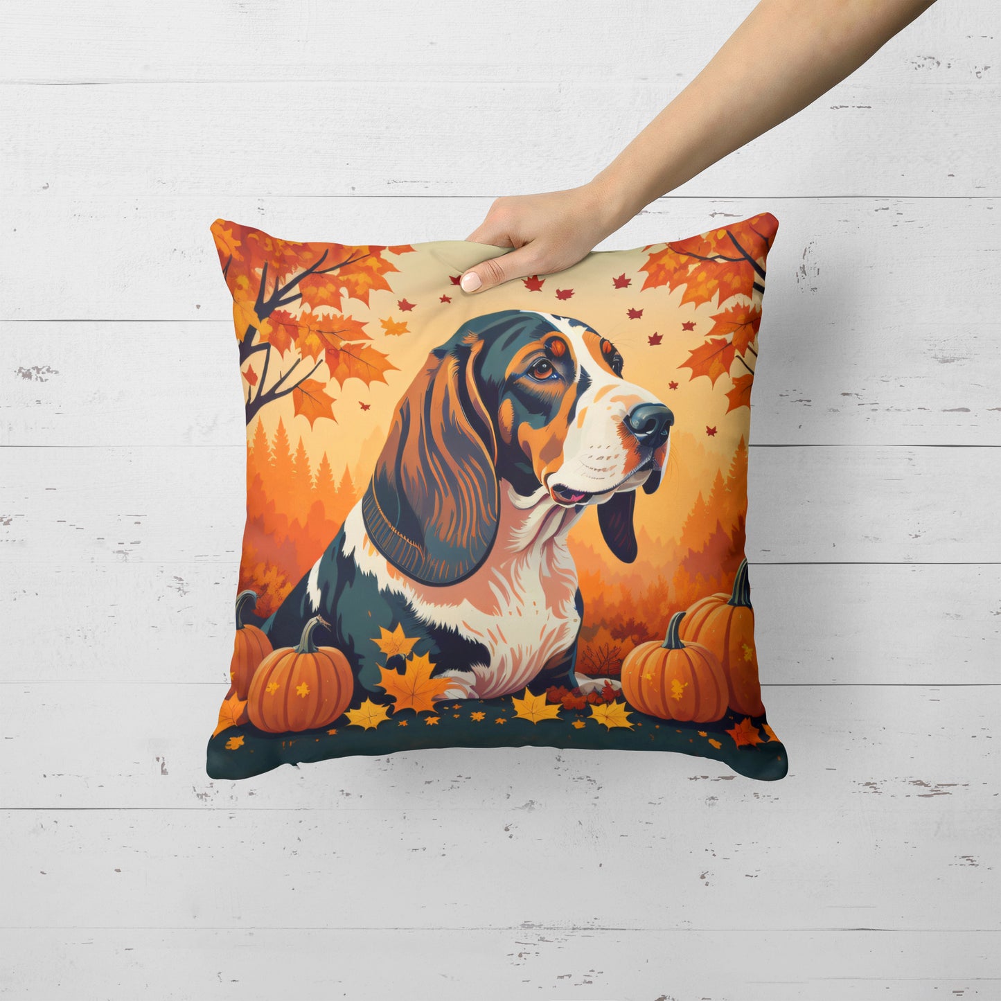 Basset Hound Fall Throw Pillow