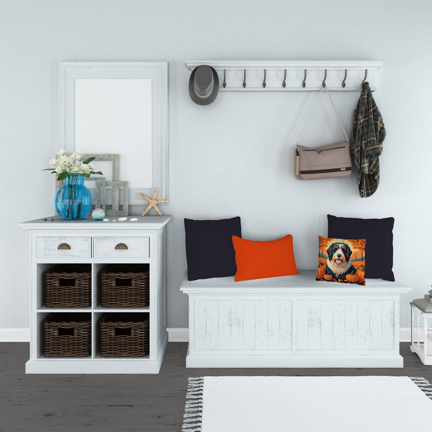 Bearded Collie Fall Throw Pillow