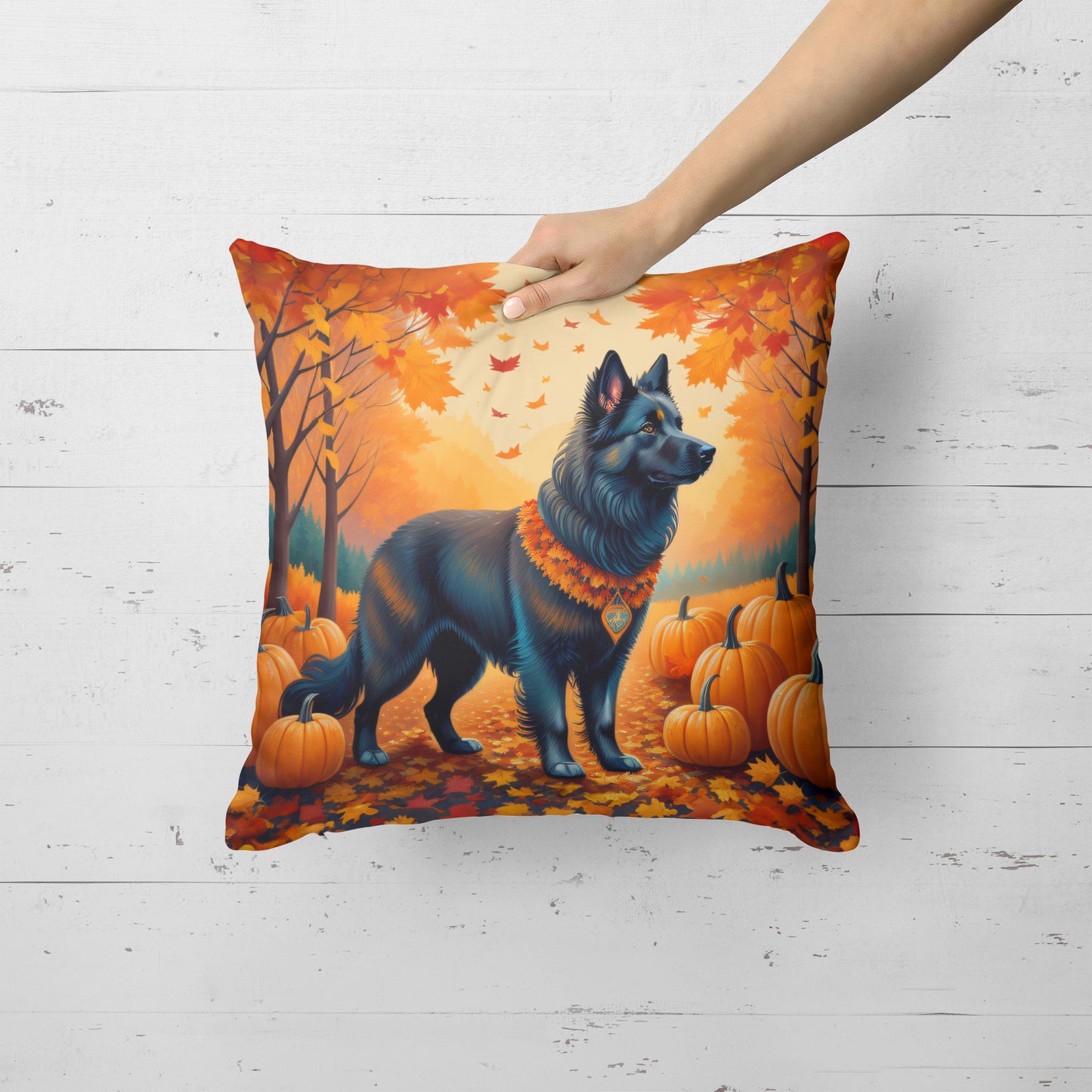 Belgian Sheepdog Fall Throw Pillow