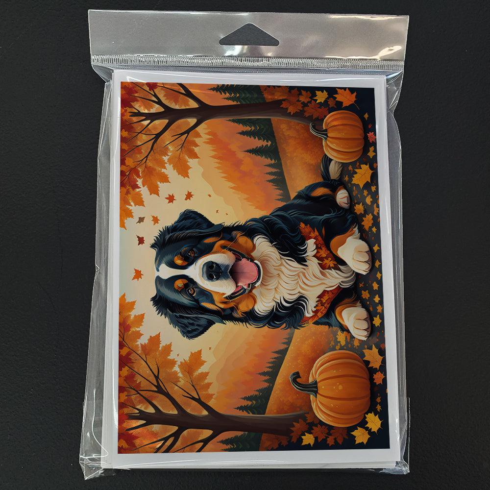 Bernese Mountain Dog Fall Greeting Cards and Envelopes Pack of 8