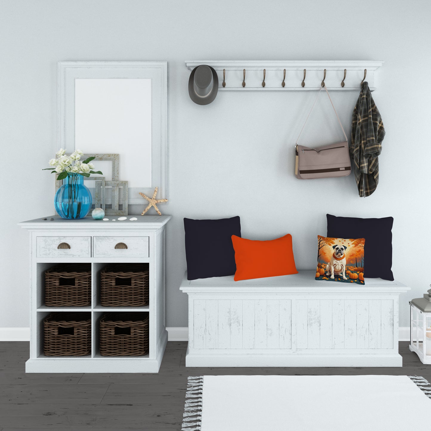 White Boxer Fall Throw Pillow