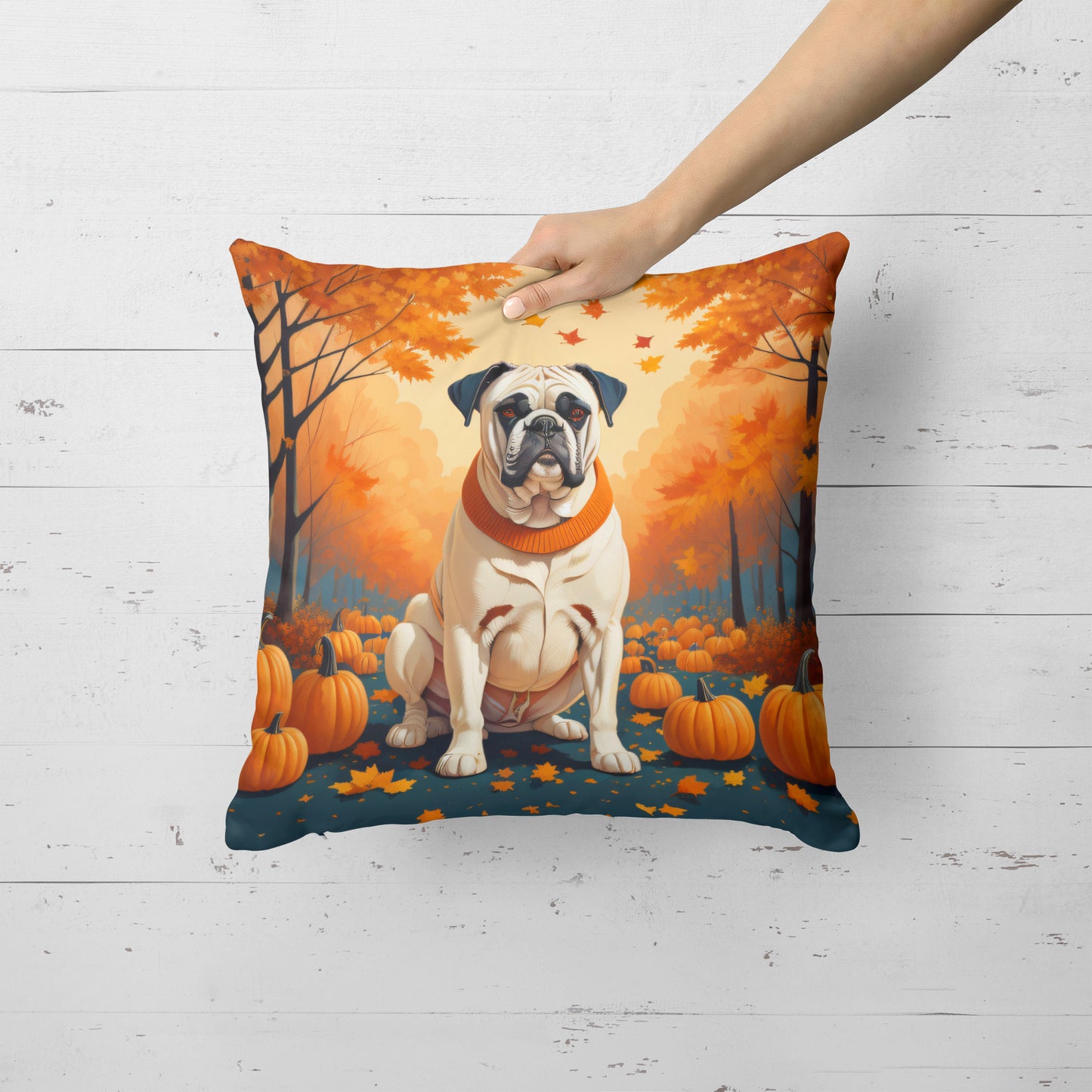 White Boxer Fall Throw Pillow