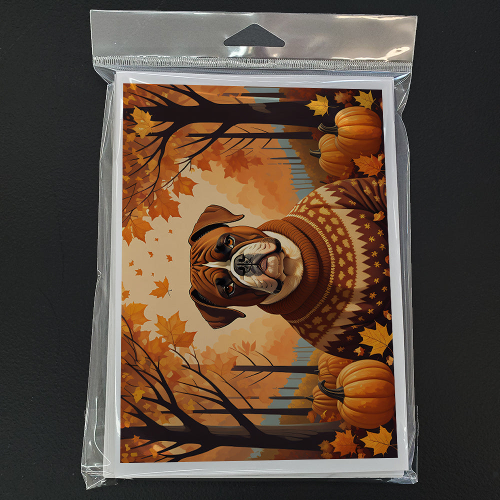 Boxer Fall Greeting Cards and Envelopes Pack of 8