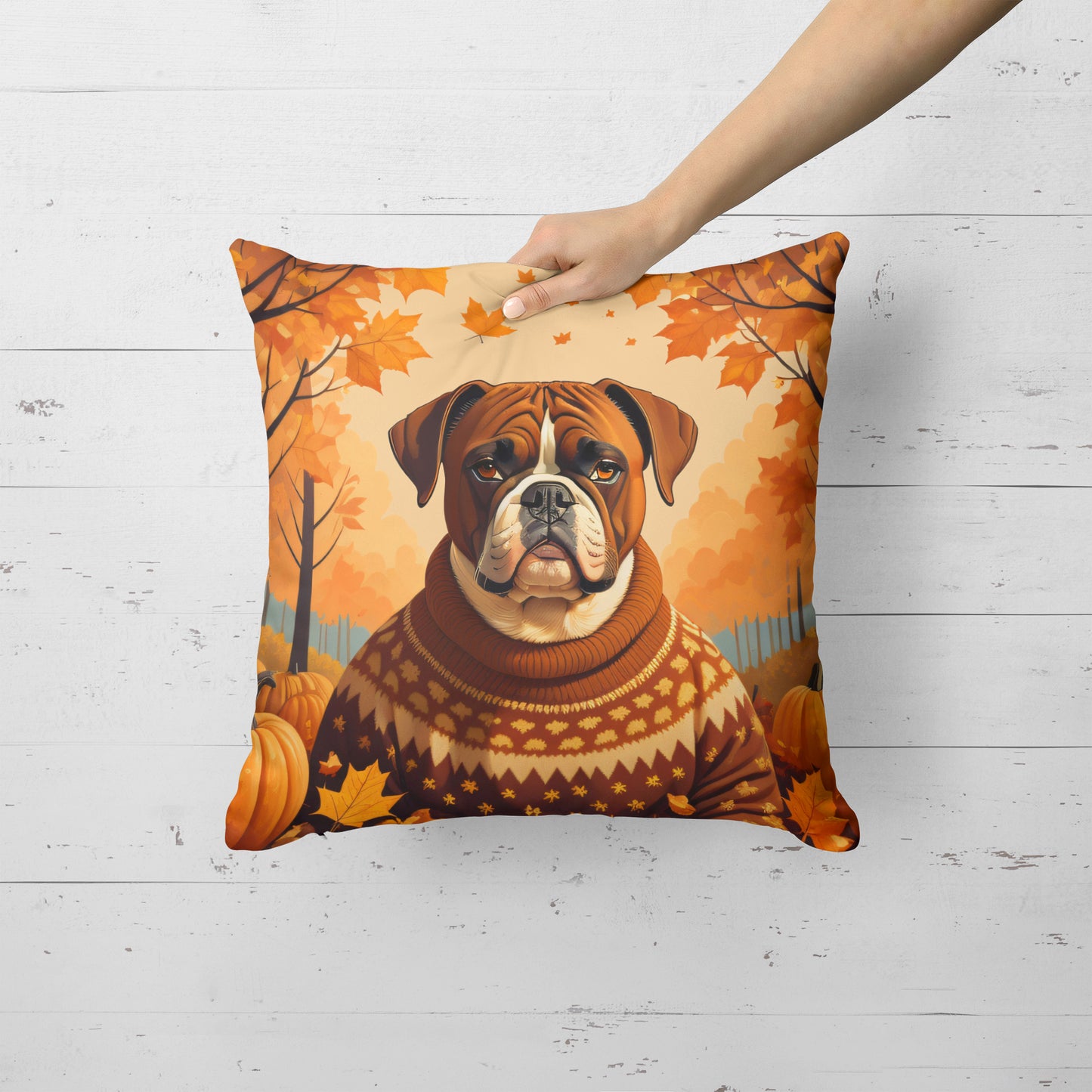 Boxer Fall Throw Pillow