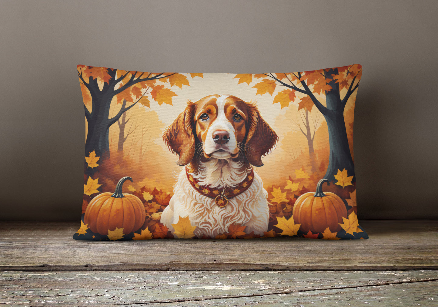 Brittany Spaniel Fall Throw Pillow