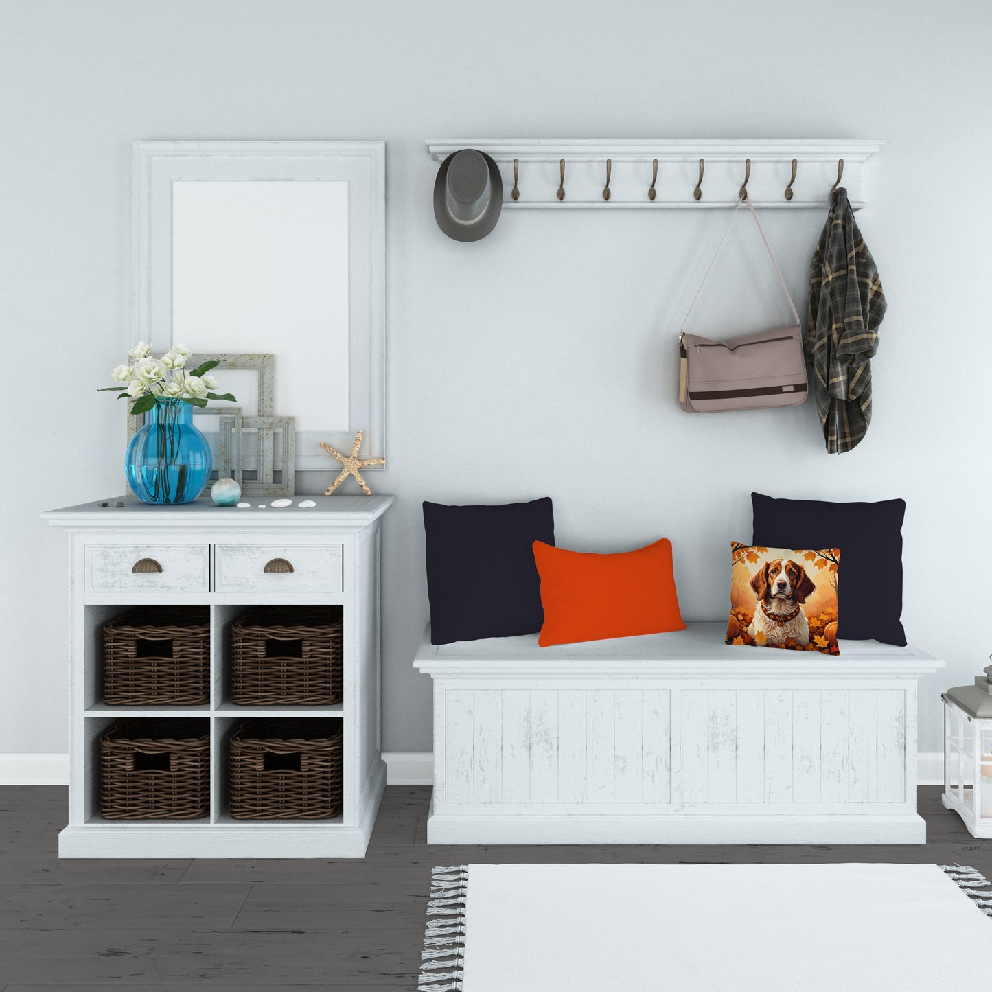 Brittany Spaniel Fall Throw Pillow