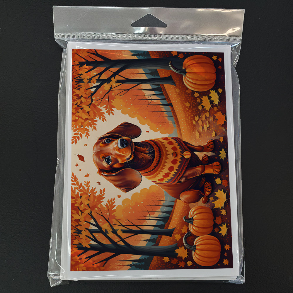 Dachshund Fall Greeting Cards and Envelopes Pack of 8