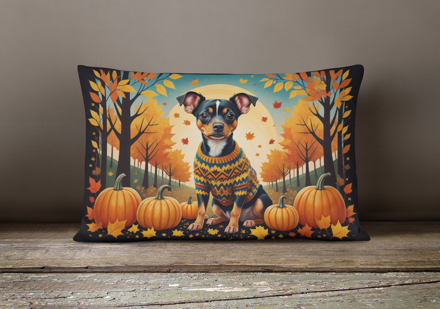 Miniature Pinscher Fall Throw Pillow