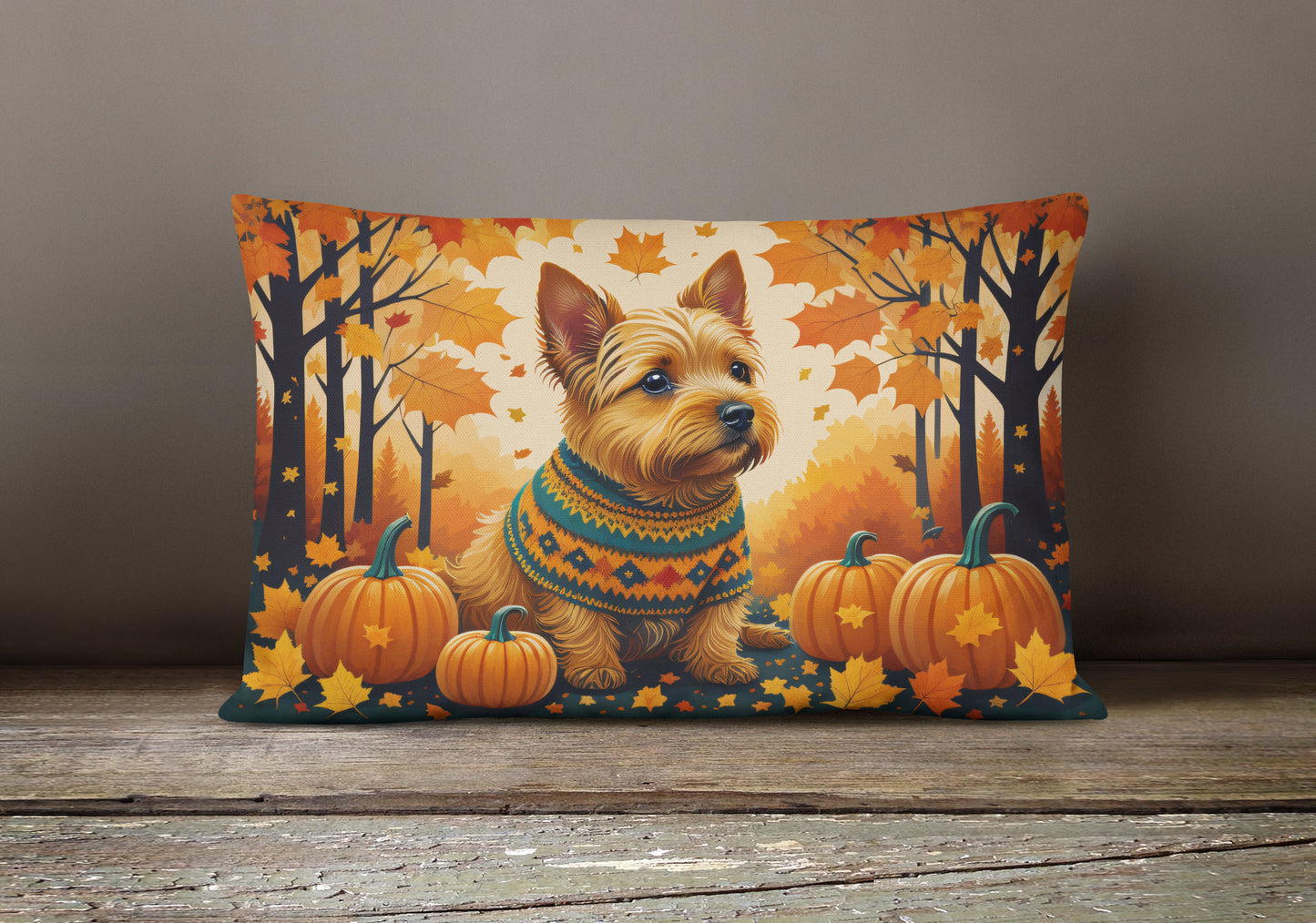 Norwich Terrier Fall Throw Pillow