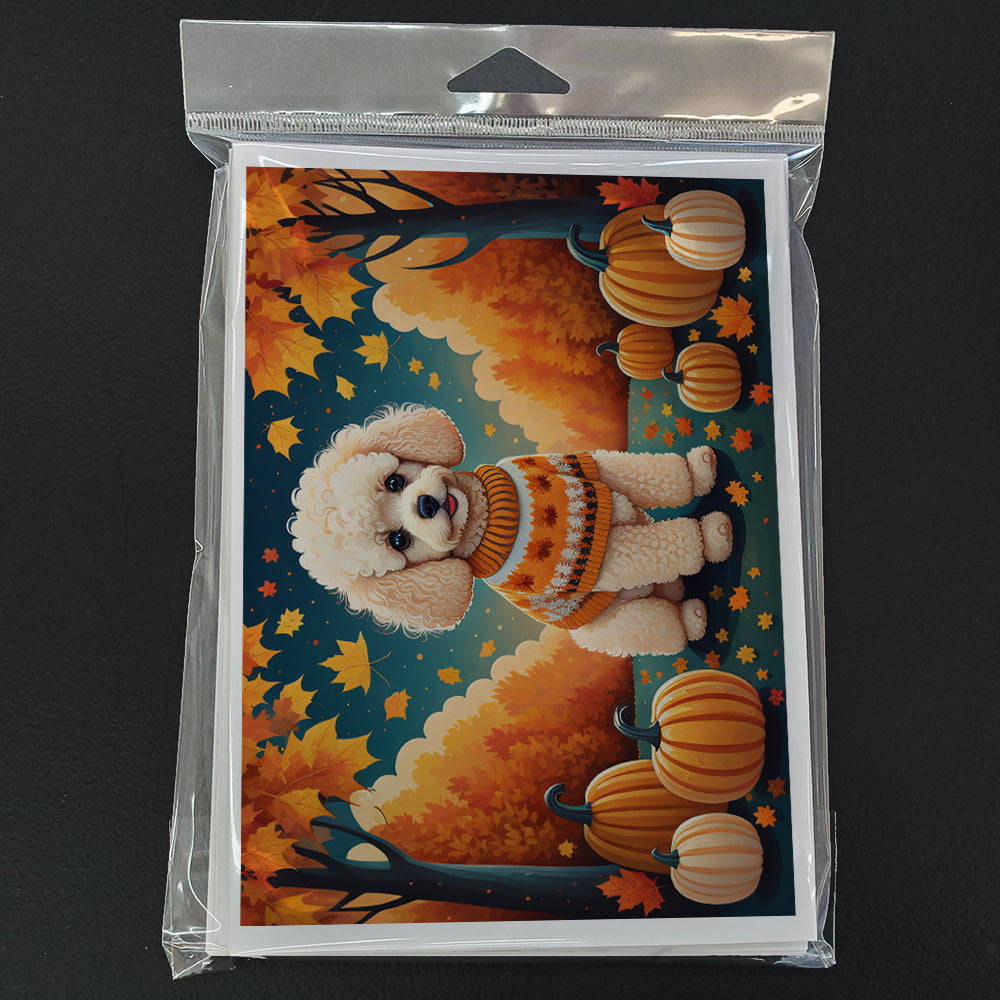 Poodle Fall Greeting Cards and Envelopes Pack of 8