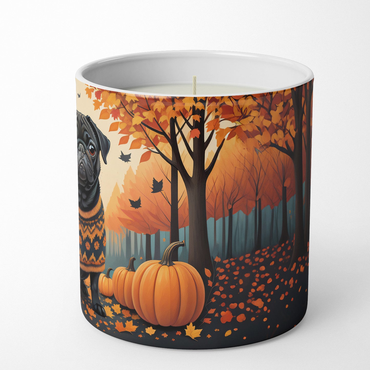 Black Pug Fall Decorative Soy Candle