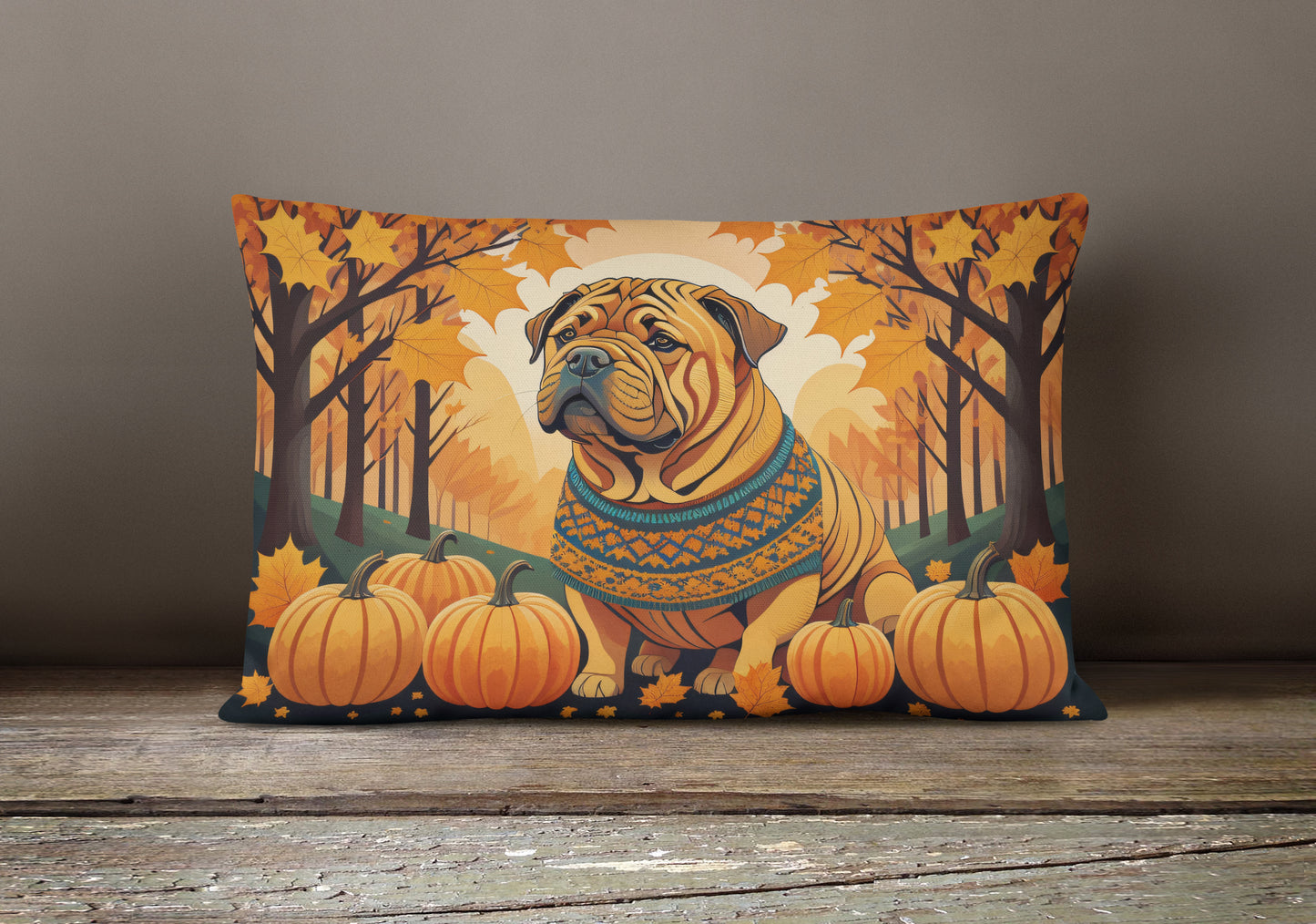 Shar Pei Fall Throw Pillow