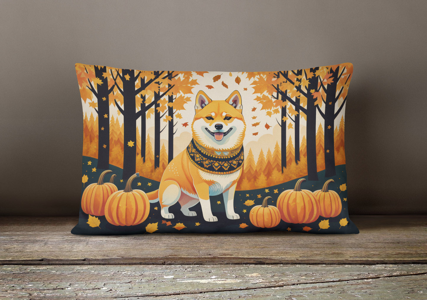 Shiba Inu Fall Throw Pillow