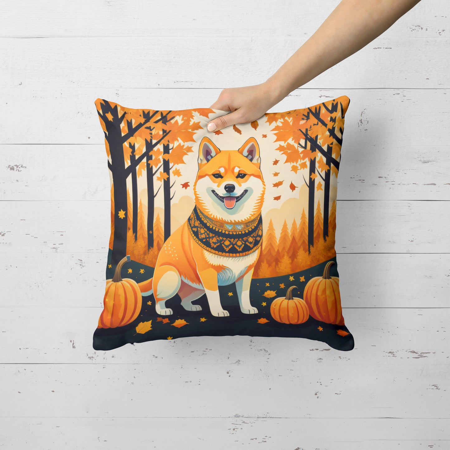 Shiba Inu Fall Throw Pillow