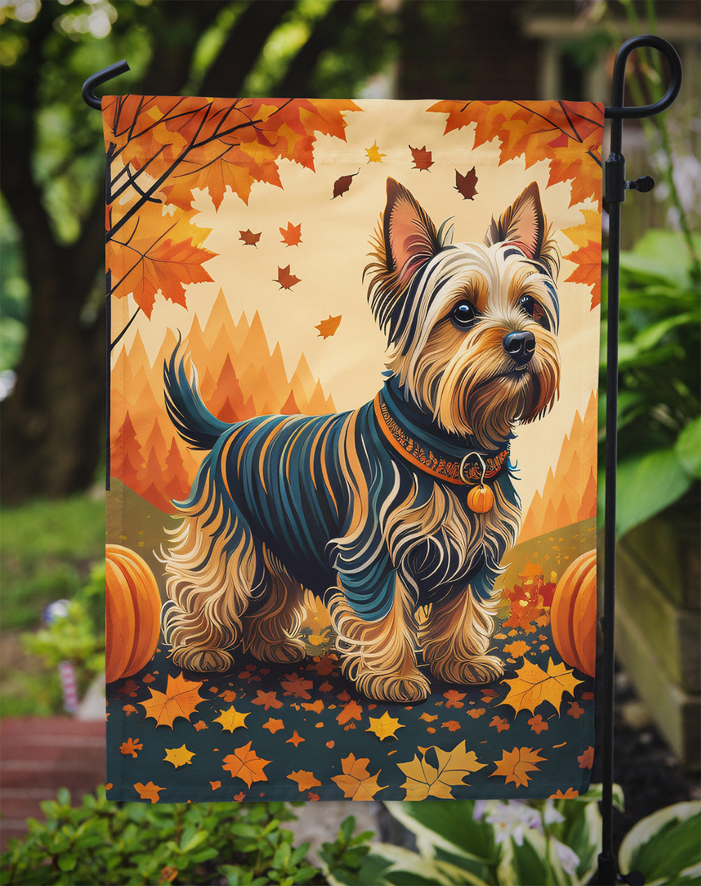 Silky Terrier Fall Garden Flag