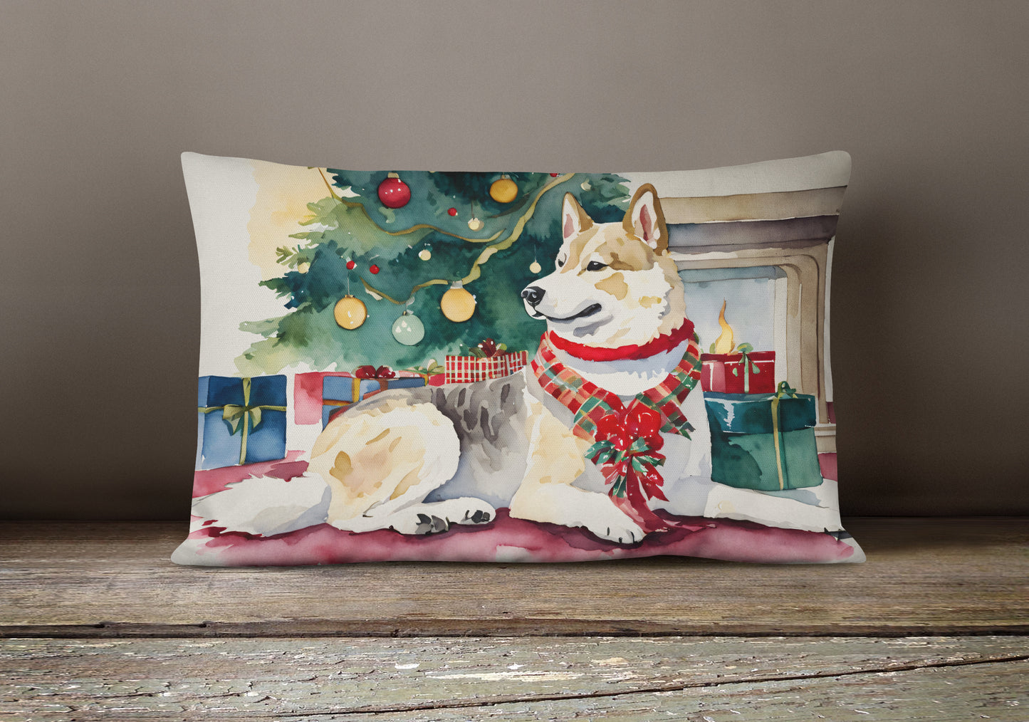 Akita Christmas Throw Pillow