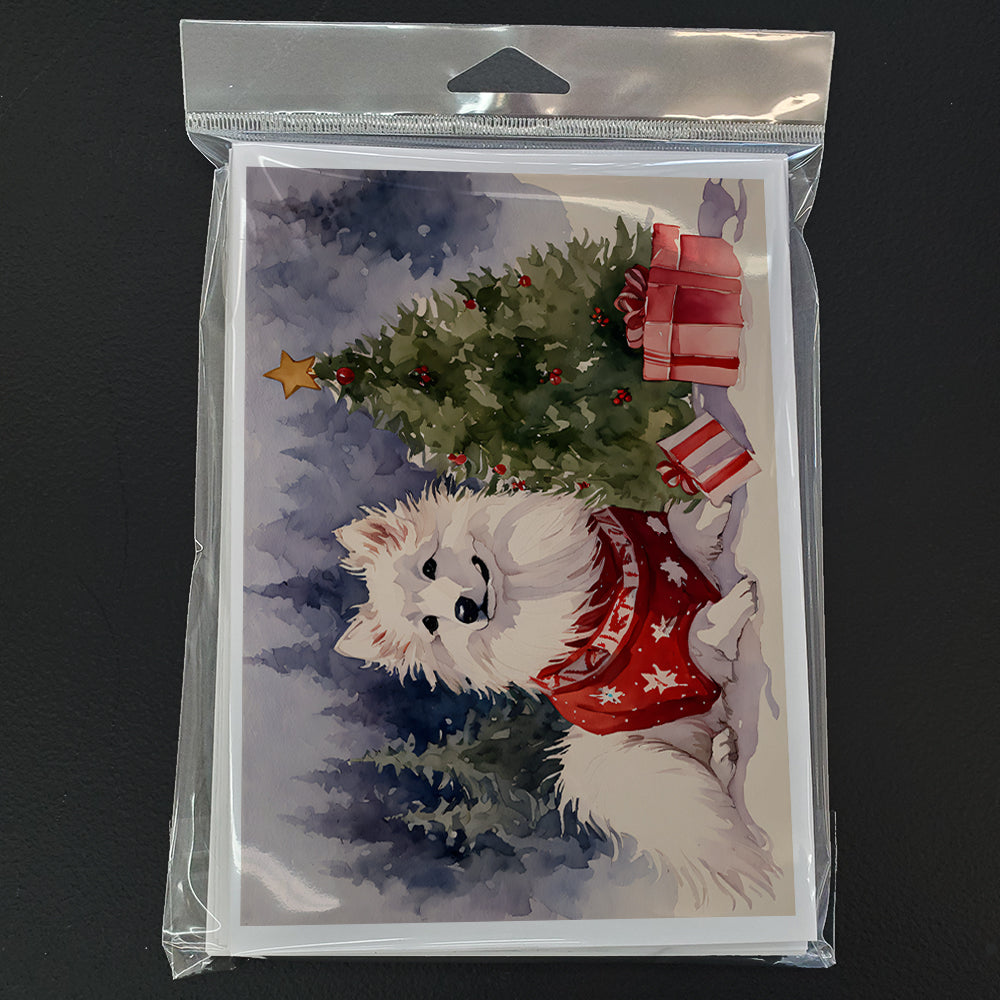 American Eskimo Christmas Greeting Cards and Envelopes Pack of 8