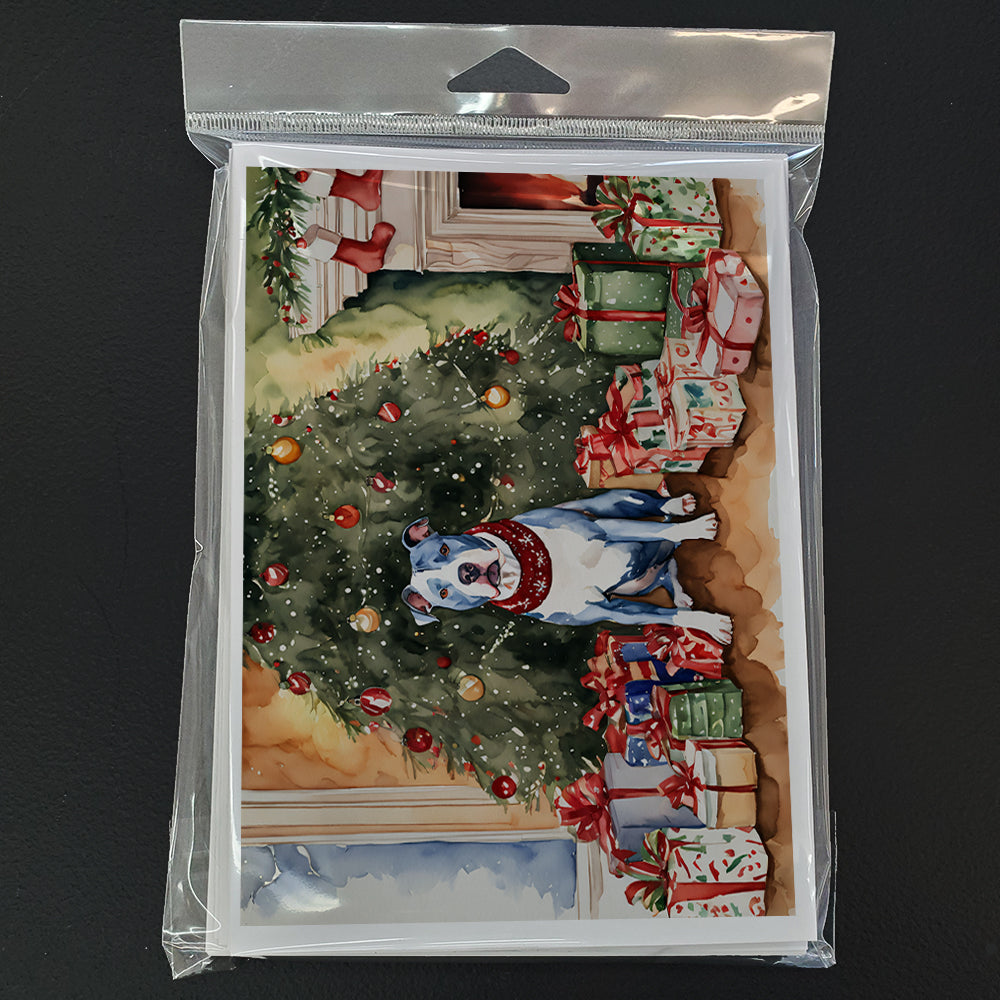 Pit Bull Terrier Christmas Greeting Cards and Envelopes Pack of 8