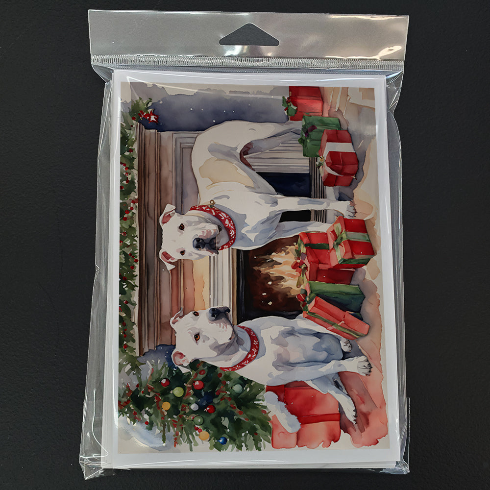 White Pit Bull Terrier Christmas Greeting Cards and Envelopes Pack of 8