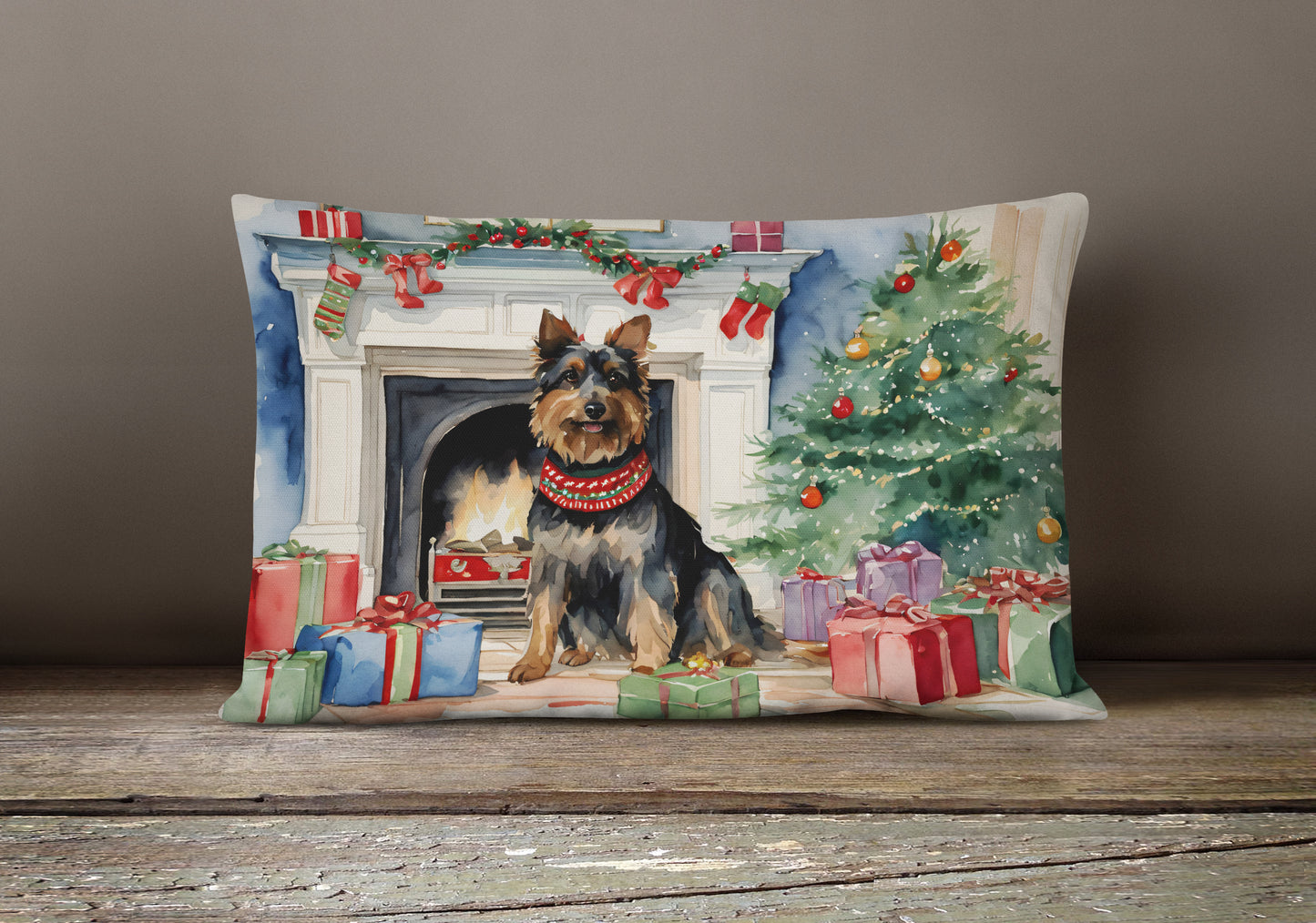 Australian Terrier Christmas Throw Pillow