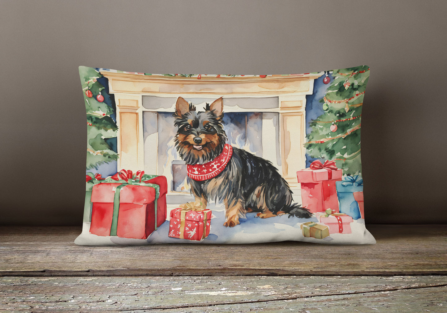 Australian Terrier Christmas Throw Pillow