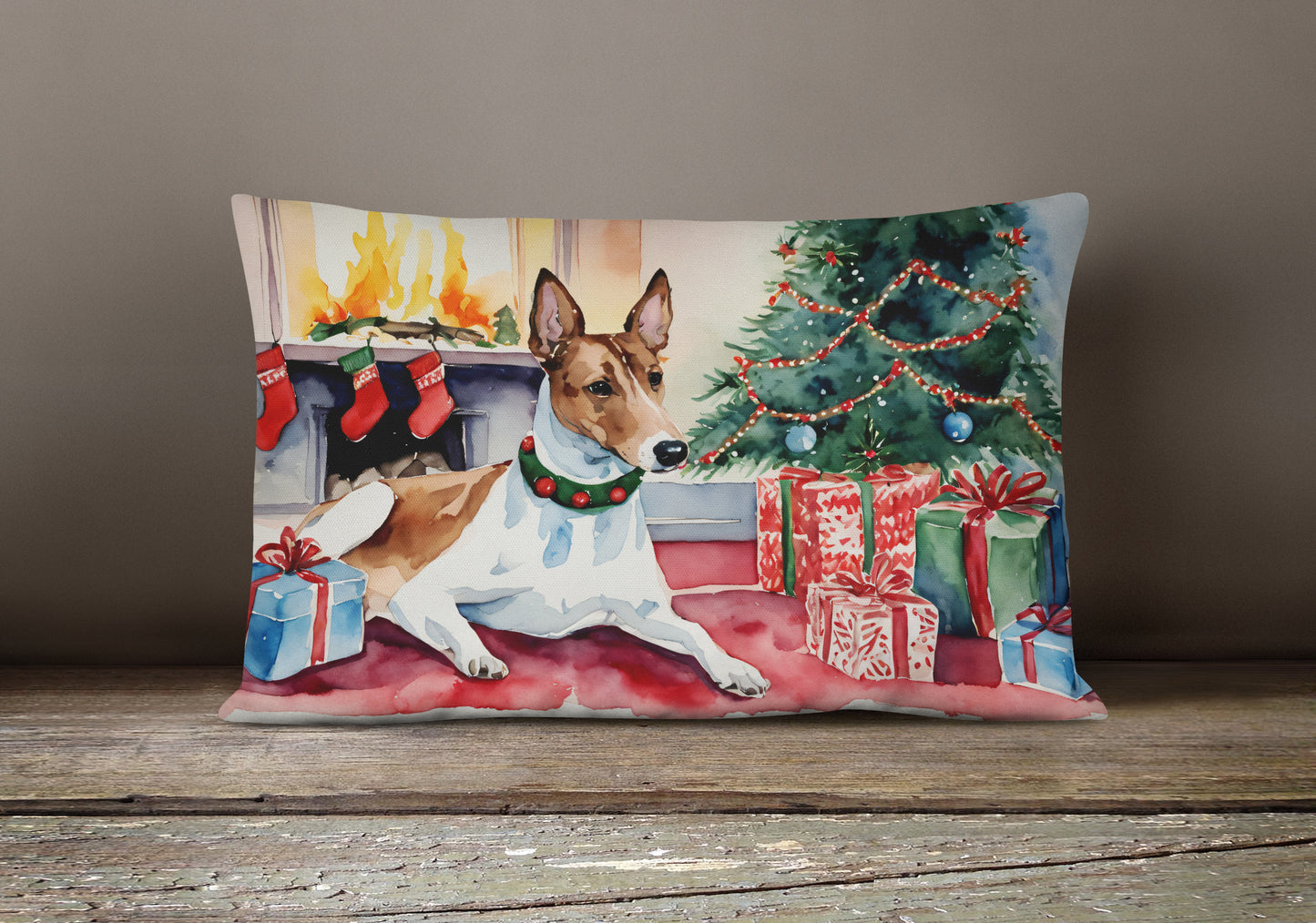 Basenji Christmas Throw Pillow