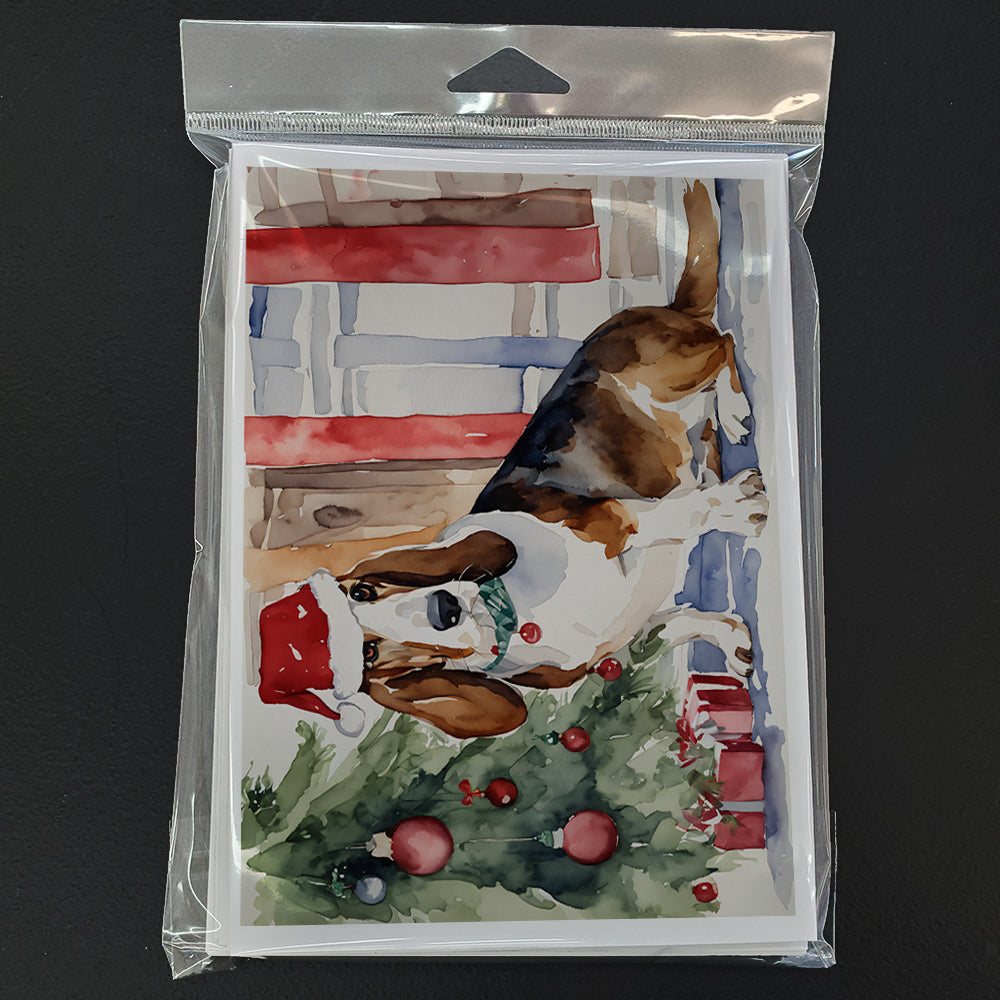 Basset Hound Christmas Greeting Cards and Envelopes Pack of 8