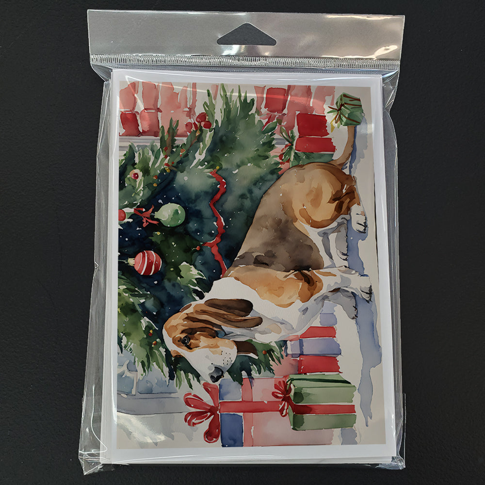 Basset Hound Christmas Greeting Cards and Envelopes Pack of 8