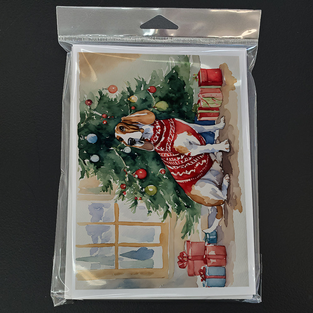 Basset Hound Christmas Greeting Cards and Envelopes Pack of 8