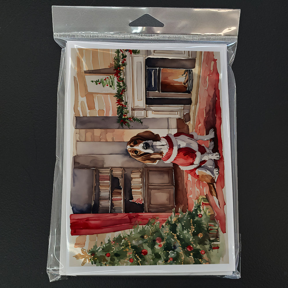 Basset Hound Christmas Greeting Cards and Envelopes Pack of 8