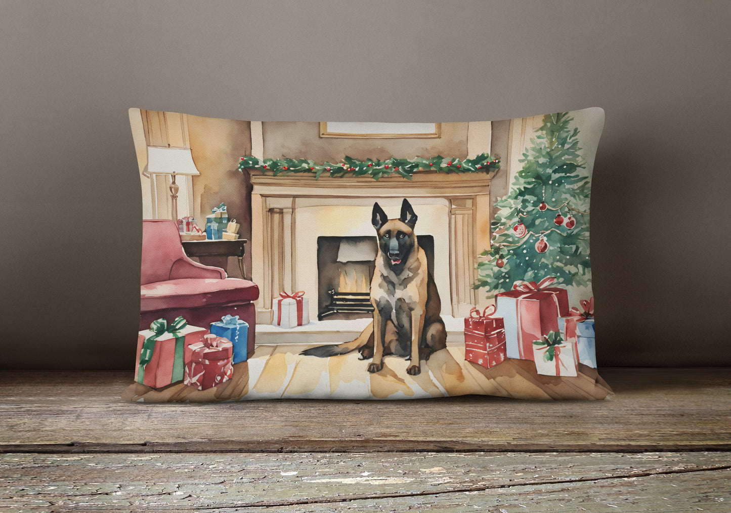 Belgian Malinois Christmas Throw Pillow