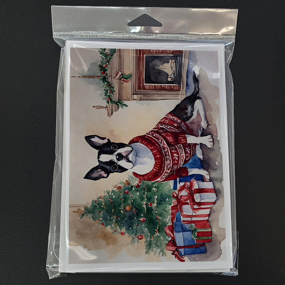 Boston Terrier Christmas Greeting Cards and Envelopes Pack of 8