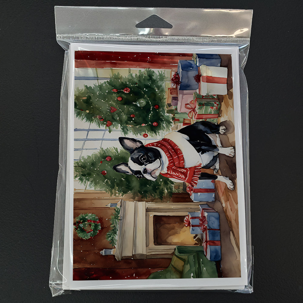 Boston Terrier Christmas Greeting Cards and Envelopes Pack of 8